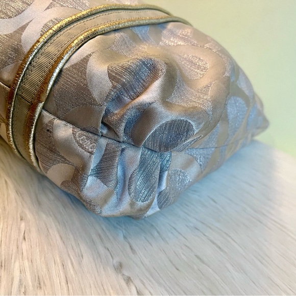 Coach Poppy Signature Silver Jacquard Large Designer Tote Shoulder Bag - Picture 8 of 9